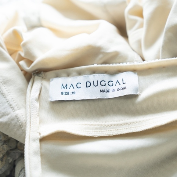 Mac Duggal. Sequined One Shoulder‎ Draped Lace Up Gown. - Picture 5 of 15